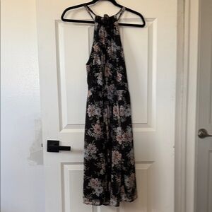 torrid Black Floral Halter Dress with Soft Blush Accents